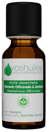 Voshuiles - Huile Essentielle Romarin Officinalis à Cinéole - 20ml - 100% Pure et Naturelle - HEBBD - Utilisation en Massage dans Huile Végétale - Parfum Très Aromatique - - Entreprise Française