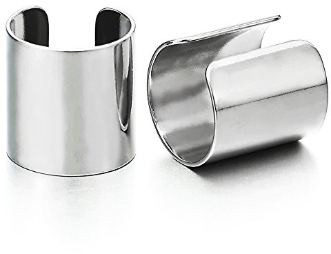 2pcs Stainless Steel Ear Cuff Ear Clip Non-Piercing Clip On Earrings for Men and Women
