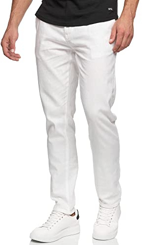 Indicode Herren Haverfield leichte Stoffhose aus Leinen und Baumwolle | Moderne Stoffhose aus atmungsaktivem Leinen-Baumwoll-Mix, Chinohose, Sommerhose, Freizeithose für Männer