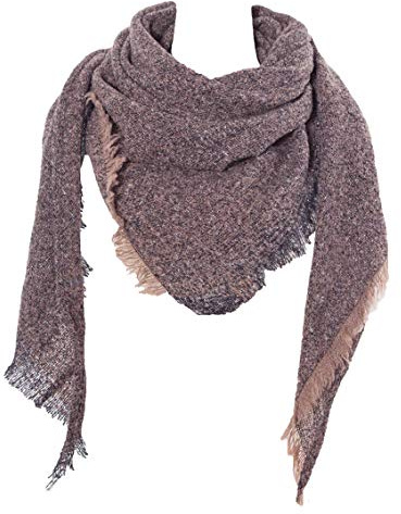 Wander Agio Womens Warm Scarf Half Shawls Triangle Scarves Stripe Pure Brown 20