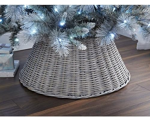 Wicker Christmas Tree Skirt - Natural Wicker Christmas Tree Trunk Basket Guard - Ideal for Trees 7ft and Below (57cm)