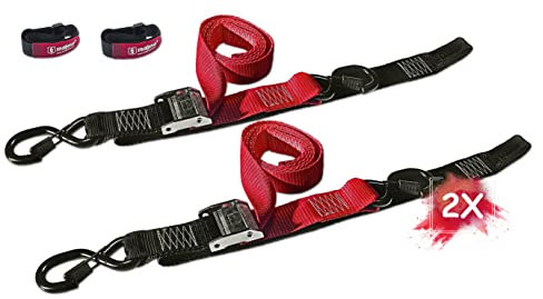 MAGMA 2 Cinghie di Fissaggio con Ganci, Fasce | Cinte di ormeggio e Rimorchio Moto Barca Barca Quad ATV | Lunghezza regolabile = 1,8 m, Larghezza 3,8 cm. Resistenza alla rottura: 550 Kgf/unità
