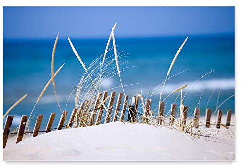 Eindrucksvolles XXL Panorama Alu-Dibond-Bild, 3mm stark, 150x50cm Dünen & Strand als Wandbild. Das Dekobild Nordsee Ostsee setzt Ihr Wohnzimmer, Esszimmer oder Schlafzimmer perfekt in Szene