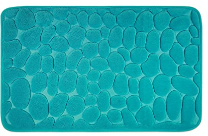 WohnDirect Badezimmerteppich mit Memory Foam - Rutschfester Badteppich - Badematte waschbar & schnelltrocknend auch ideal als Duschvorleger - Badvorleger 50 x 80 cm - Petrol
