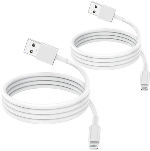 Paquete de 2 Cables de Cargador de iPhone con certificación MFi de Apple de 1 m, Cable de Apple Lightning a USB de 1 Metro para iPhone 11 / 11Pro / 11Max / X/XS/XR/XS MAX / 8/7/6 / iPad 5S / SE
