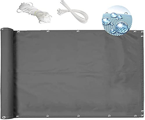 MEEYI Balkon sichtschutz Balkon 90x800cm balkonabdeckung balkonverkleidung innen Balkon sichtschutz ohne Bohren balkonabdeckung Bambus witterungsbeständig für Garten Balkon mit montagezubehör-Grau