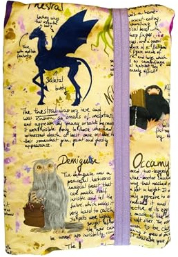 Funda artesanal mediana de solapa para libros y tablets de Animales Fantásticos + marcapáginas de regalo, funda de algodón ecológico, acolchada, Harry Potter. Regalo ideal para adolescentes