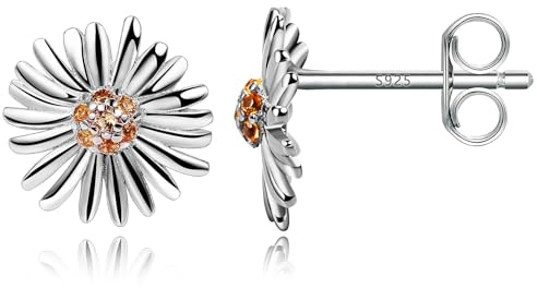 Bo&Pao Blommor örhängen dam, örhängen med solros, i 925 sterlingsilver, rodiumpläterade