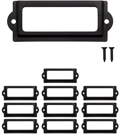 FUXXER® Lot de 10 fenêtres d'étiquettes au design classique, 83 x 33 mm, noires