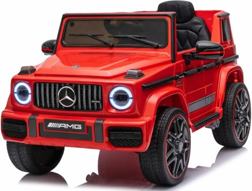 Playhouse Kinder Elektroauto Mercedes G63 AMG 4x4 180 Watt, 12V 9ah !!, Ledersitz, Bluetooth, 4 Motoren, Eva Räder, Fernbedienung 2.4G, Kinderauto Kinderfahrzeug (Rot)