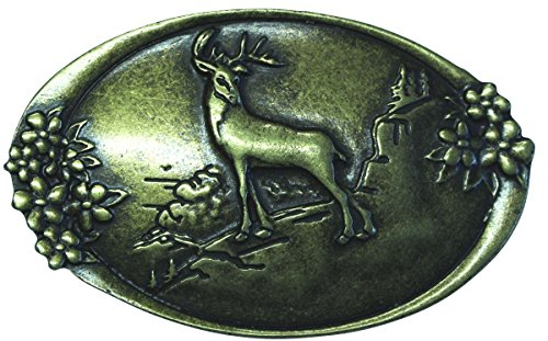 BELTINGER Gürtelschnalle Hirsch 4,0 cm | Buckle Wechselschließe Gürtelschließe 40mm Massiv | für Jagd-Outfit | Wechselgürtel bis 4cm | Altmessing