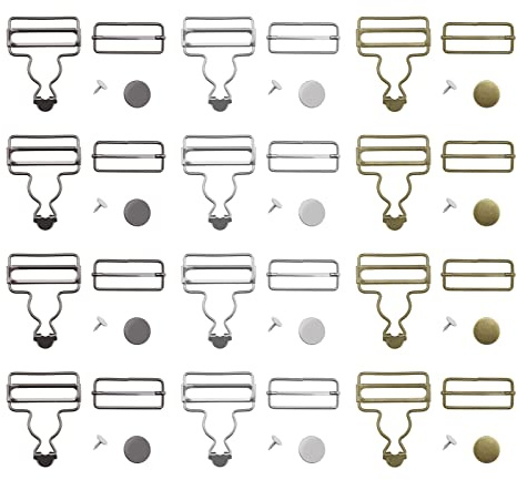 eMagTech 12 Sets Latzhose Schnallen Metallschnalle Verstellbare Hosenträger Verschluss Jeansknöpfe Trägerschnallen für DIY Kleidung Dekoration Zubehör