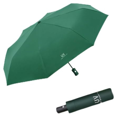 Maibar Sun Umbrella UV Protection SPF 50 Travel Folding Automatic Mini Umbrellas for Women Handbag Size Travel Parasol (Deep Green)