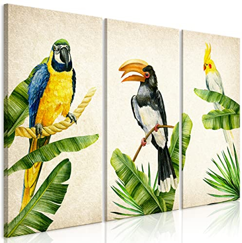 decomonkey Wandbilder Vogel 135x90 cm 3 Teilig Wandbild Groß Wohnzimmer