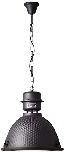 Brilliant Industrial Hängelampe - höhenverstellbare Pendelleuchte mit Schirm dimmbar für Esszimmer, Wohnzimmer oder Küche aus Metall/Glas, in schwarz korund - Ø 48cm & 1,46m Höhe