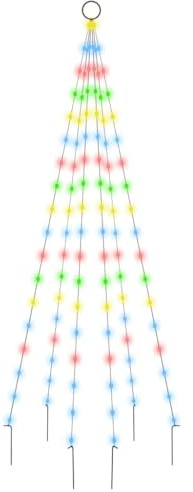 vidaXL LED Weihnachtsbaum für Fahnenmast Tannenbaum Lichterbaum Weihnachtsdeko Beleuchtung Außen Beleuchtet Lichterkette Mehrfarbig 108 LEDs 180cm
