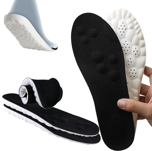 Orthopädische Einlegesohlen für Damen/Herren – Atmungsaktive Schuheinlagen mit Arch Support, Memory Schaum & Stoßdämpfung, Lindert Fersensporn, Fußschmerzen(Sport,Arbeitsschuhe,Alltag)(45-46, Schwarz)