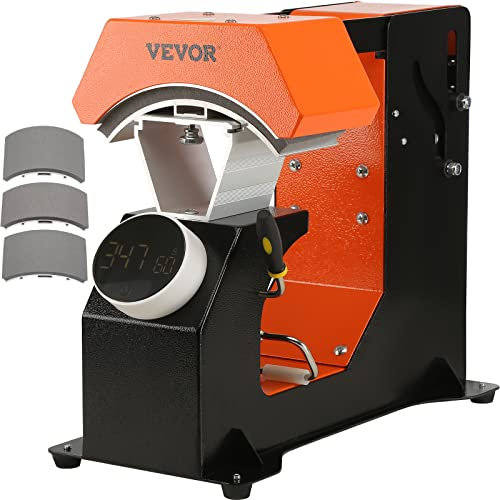 VEVOR 3 i 1 automatisk termisk keps press 16,3 x 8 cm 3 termiska kuddar anti-lim sublimeringsmaskin tryck hatt press automatisk press för nylon, linne, tråd