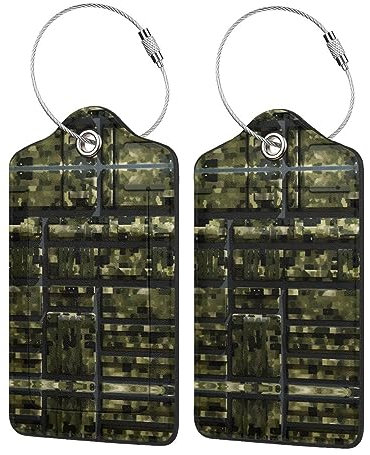 Gepäckanhänger im Armee-Stil, digital, Camouflage, Gepäckanhänger für Koffer mit Privatsphäre, Namensschild, PU-Leder, Gepäckanhänger für Damen und Herren