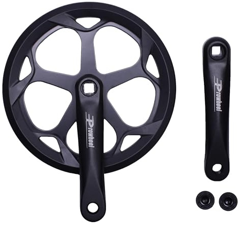 PROWHEEL 152MM/160MM/165MM/170MM/175MM Bike Crankset,46T/48T/52T Steel Chainring Bike Crank Arm Set,Double ChainWheel and Replacement Chain Guard,Compatible with City Bike,MTB,Electric Bicycle,Cargo