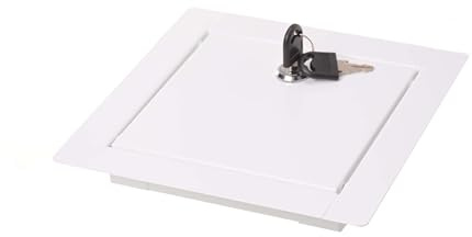 Aqbau® Trappe de Visite – Acier Blanc – Fermeture à Clé (Cylindre + 2 Clés) – Pour Mur & Plafond – Accès Réseaux, Électricité, Plomberie – Pose Rapide, Design Discret (300 x 300 mm)