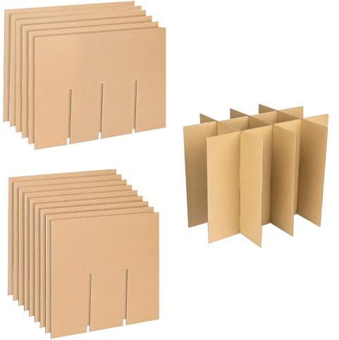 Lot de 3 Kit cartons déménagement vaisselle Séparateurs de Bacs en Carton Ondulé kits de Séparation en verre pour Déménagement pour Boîtes de 16x12x12 Inch (Box Not Included)