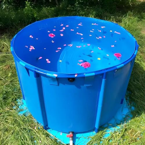 Bassin D'étang À Poissons En Toile Ronde Avec Support, Grande Baignoire Pliable Portable, Bassin Hors Sol, Facile À Installer, Pour L'agriculture D'élevage Irrigation Stockage ( Couleur : Blue , Taill