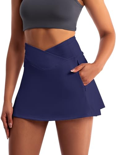 Gonna sportiva da donna, con 4 tasche e pantaloni, elasticizzata, da golf, per escursioni, ciclismo