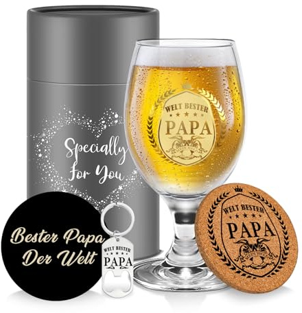 Geschenke für Papa Personalisierte Biergläser für Papa Geburtstag Bier Geschenk für Männer Bester PAPA Geburtstagsgeschenke Bierkrug Vatertagsgeschenk Biergläser Geschenke Vatertag Weihnachten