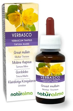 Verbasco o Tasso barbasso (Verbascum thapsus) fiori e foglie Tintura Madre analcoolica Naturalma - Estratto liquido gocce 60 ml - Integratore alimentare - Vegano