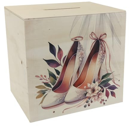 Brautschuhe Spardose aus Holz Elegante modische weiße Brautschuhe Perfekte Spardose aus Holz für Hochzeits-Festlichkeit