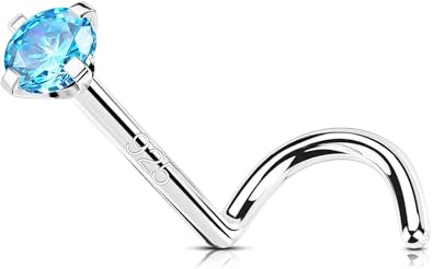 OUFER 20G Oro bianco Piercing Naso Argento 925 Anello Naso 7mm Nose Ring CZ Viola/Blu/Nero Nose Pin Piercing Nasale S Nose Piercing Piercing Naso Donna Piercing Naso Nostril (CZ Blu)