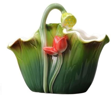 SDA287MZ Scolaposate Portautensili in Ceramica Smaltata Cinese, portaposate da Cucina Creativo in Foglia di Loto, Porta-Bacchette for Utensili da Cucina for Decorazioni da bancone Scolapiatti