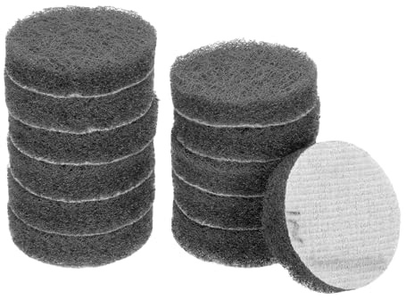 sourcing map 12pcs Scrubber Scouring Pads 1200 Grits 3 Inch Drill Power Brush Hoop and Loop Surface Conditioning Disc Drill Scuffing Disc Scrub Pads for Home Kitchen Cleaning, Light Grey