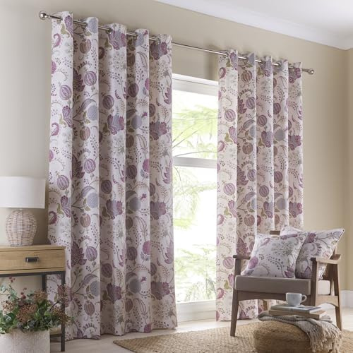 Portfolio Home Richmond Floral Lavender - Tende con occhielli, 229 x 229 cm, completamente foderate, 2 pannelli, colore: lavanda