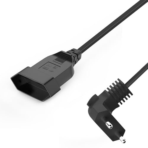 VIEVRE Verlängerungskabel Flach, Eurostecker Verlängerung 2.5A 250V, Verlängerungskabel Kurz Typ-C-Stecker Eurostecker auf Typ-C Euro für TV Computer Monitor Beamer Lampe Haushaltsgeräte (0,3m)