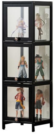 Witriolik Vitrinenschrank, Glasvitrine Stehend Sammlervitrine Glas Vitrinenschrank, Vitrinenschrank Wohnzimmer für Wohnzimmer und Büro(30x33x106cm-3 Schicht/Weiß-Auf DREI Seiten transparent)