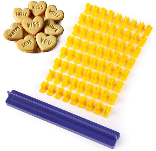 Alfabeto Numero Fondente Cookie Cutter,72 Pezzi Lettere Pasta di Zucchero,Stampini Alfabeto Cookie Stamp,Timbro per Biscotti con Lettere,per Fondente, Torte, Biscotti, Strumenti di Cottura