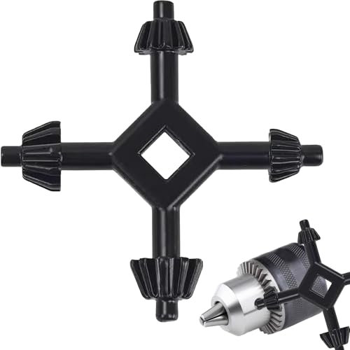 Chuck Key for Electric Drill, Multifunctional Steel 4 in 1 Drills Chuck Key Fit Handheld Drilling Tool Durable Master Key for Tightening and Loosening, Compatible with Most Drills and Power Tools