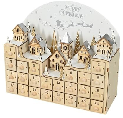 Weihnachts-Countdown-Kalender, beleuchteter Weihnachts-Countdown-Kalender mit 24 Überraschungsschubladen, Adventskalender
