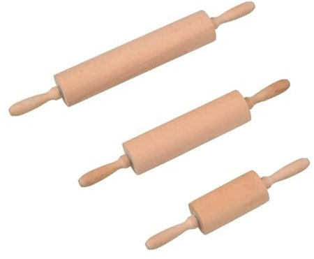 Mattarello in legno professionale per impasto, antiaderente, per pasta, pizza, biscotti, fondente (29,5 x 6 cm)