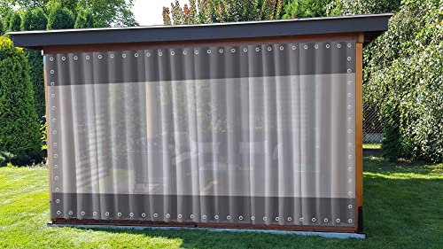 Toile imperméable en PVC, rideaux d'extérieur de 0,5 mm, bâche, coupe-vent et isolant thermique, facile à nettoyer, personnalisable pour pavillon, garage, cour, gris, 5 x 5 m