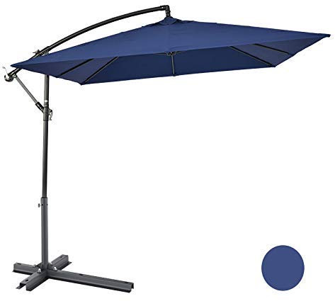 Parasol, Parapluie extérieur, Terrasse de Protection Solaire réglable Parasols, Parapluie de Plage de Patio Pliable, Parapluie du marché, 2,4 m de diamètre (Bleu foncé)