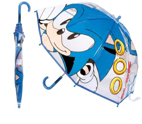 Paraguas Infantil Sonic para Niños y Niñas – Paraguas Resistente, Ligero y Seguro con Diseño Oficial de Sonic the Hedgehog – Ideal para Colegio y Días de Lluvia