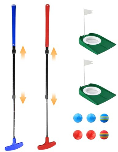Putter Red and blue suit,Adjustable Golf Putter Set, Two-Way Mini Golf Set, Suitable For Left And Right Hand Use, Suitable For Junior And Young Golfers, The Length Can Be Adjusted Freely.