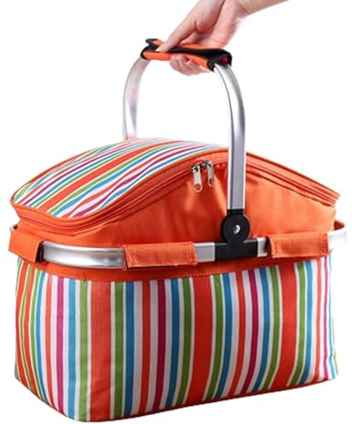 Picknickkorb abnehmbarer, faltbarer Thermo-Einkaufskorb mit Deckel | Isolierter Picknickkorb für Camping, Wandern, Reisen und Outdoor-Essen, ideal für Obst, Snacks und Getränke