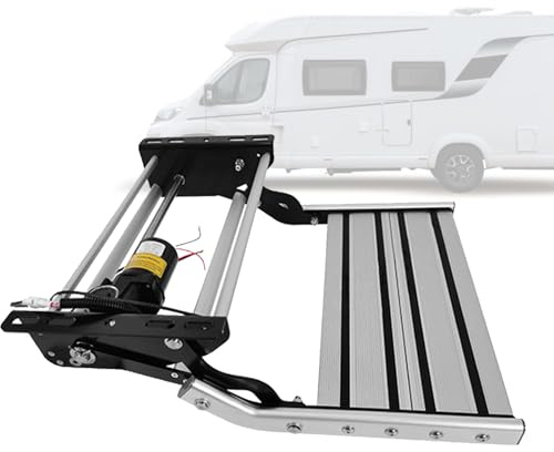 VNATWGOO Escalier éLectrique 12 V pour Caravanes, Marchepied Escamotable en Alliage D'Aluminium avec Capteur De Porte Automatique,SingleLayer