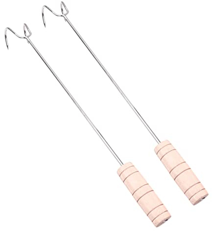 HIAKDOFT 2 Stück Flexible Fleischhaken Aus Rostfreiem Edelstahl Mit Wärmeisoliertem Griff Für Grill Und Braten Spitz Und Strapazierfähig Langlebige Grillgabeln Für Bbq