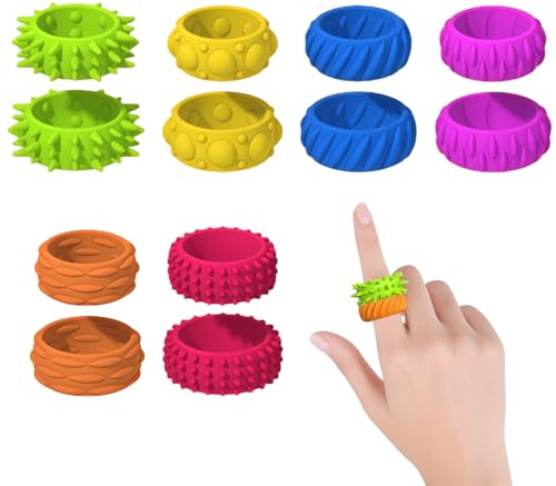 12 Stück Fidget Ring Toys für Kinder Erwachsene, Anti Stress Ring Squishy, Fidget Squishy Toy Anxiety ADHD Toys, Sensorik Autismus für Spielzeug, für Beruhigend Bei Stress Angst