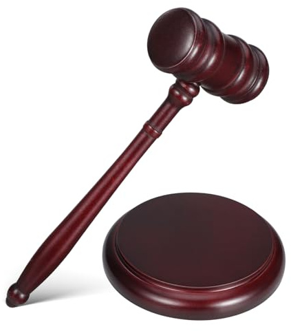 HORIALENCE Juego De y Bloque De Madera Para Juez, Tamaño Estándar, Diseño Tradicional Sonido Audible, Adecuado Para Subastas, Ceremonias y Reuniones Oficiales